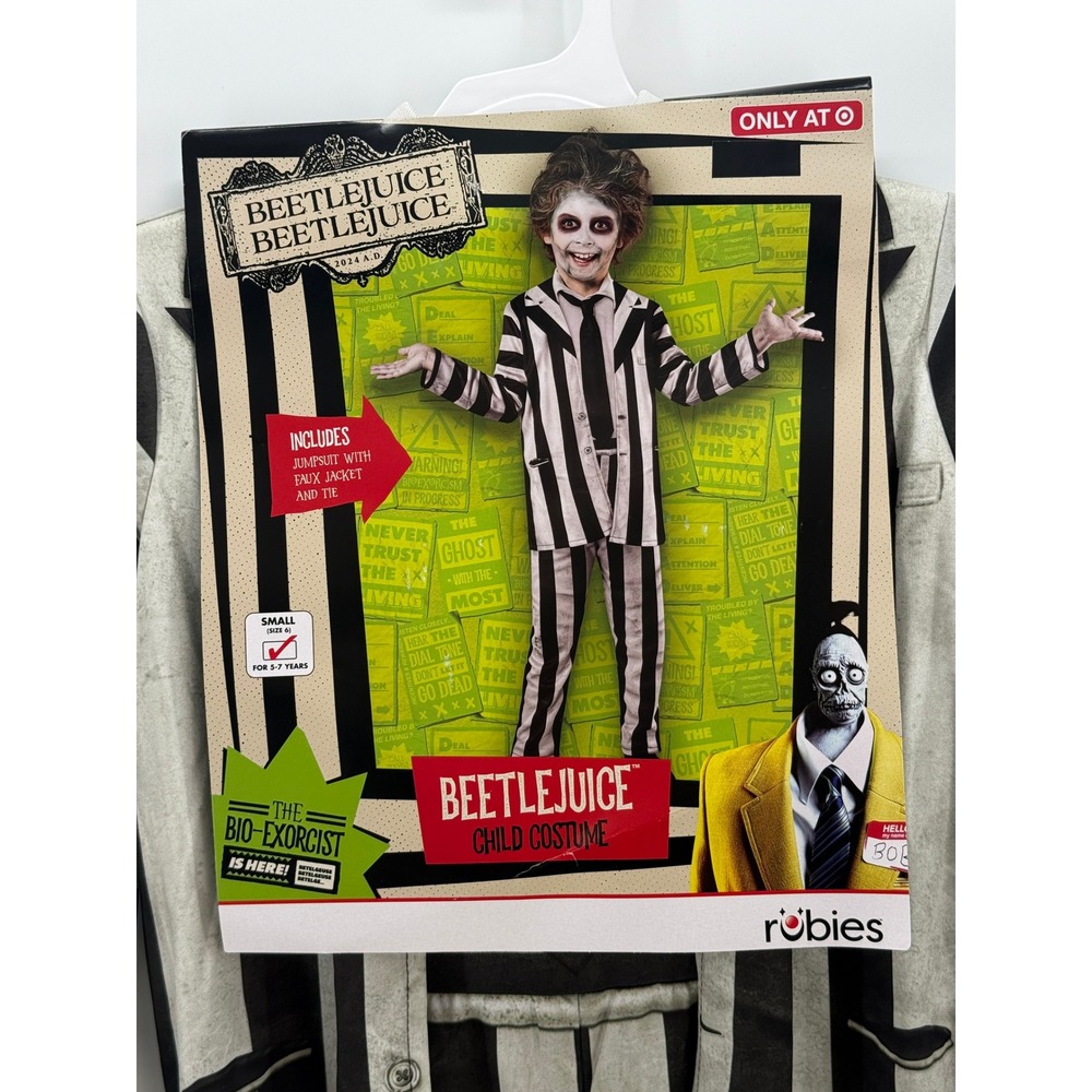 Beetlejuice Beetlejuice Child Costume Small Size 6 Striped Jumpsuit Rubies